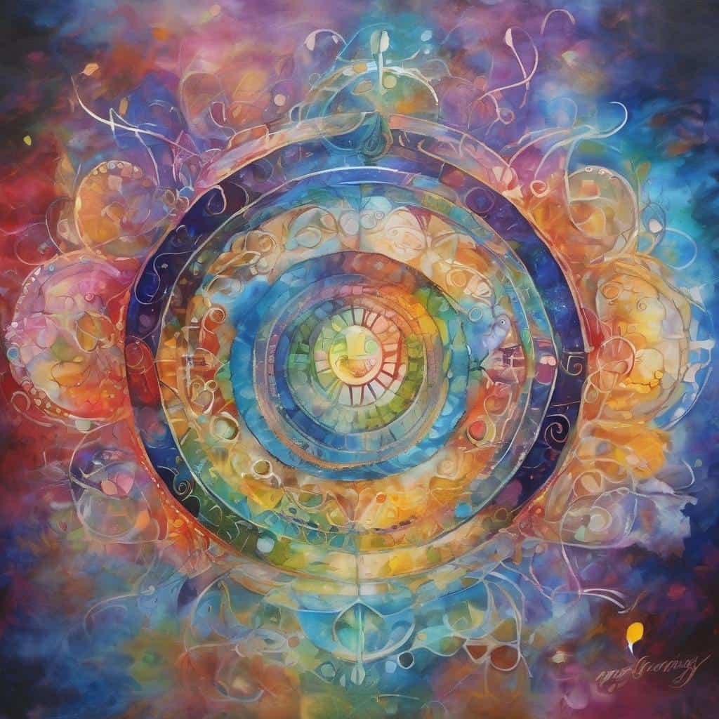 Ανθρώπινα σχέδια και πνευματική ανάπτυξη σε πολύχρωμο κεντρικό σχέδιο.