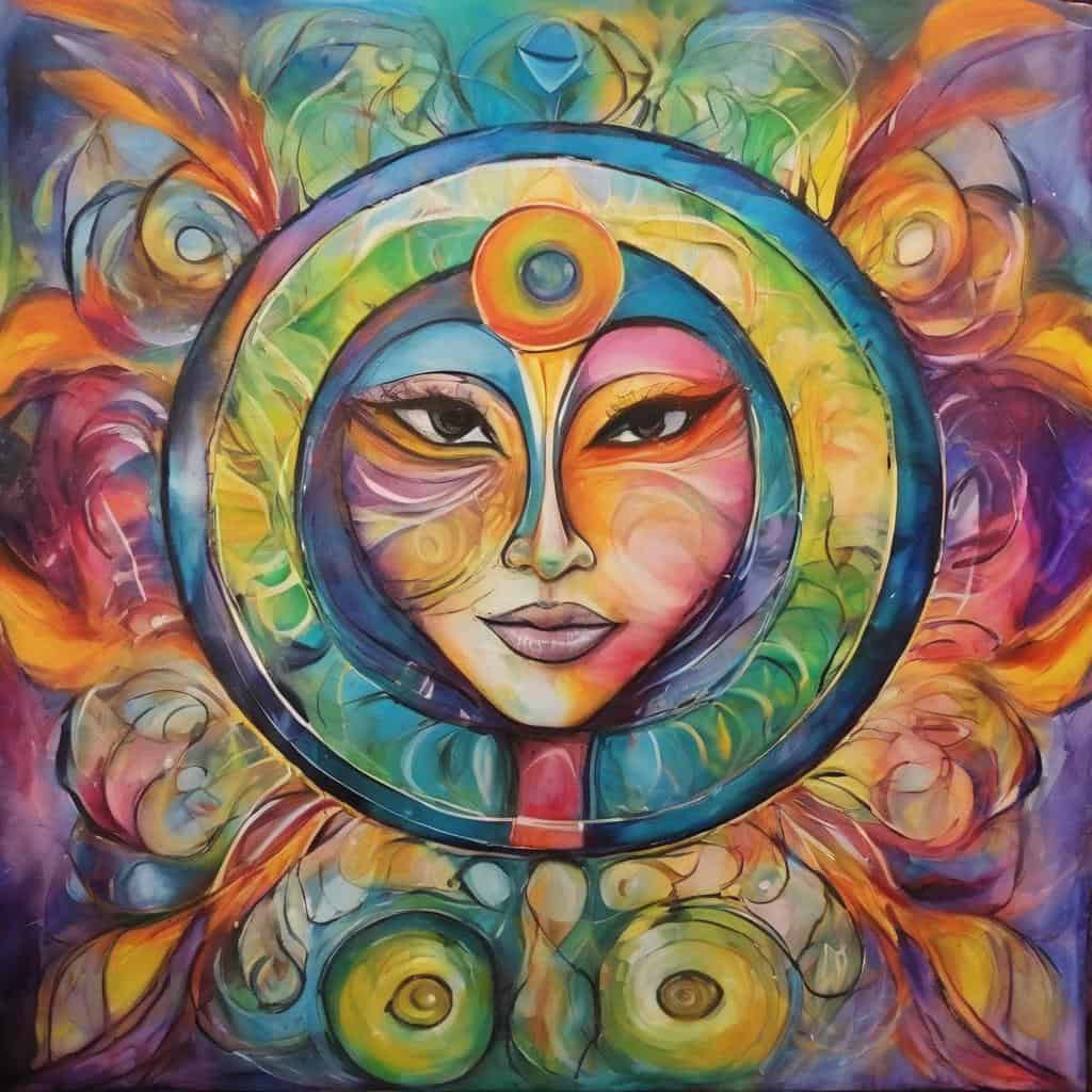 Ανθρώπινο πρόσωπο σε πολύχρωμο αφιέρωμα αυτοβελτίωσης και προσωπικής ανάπτυξης.